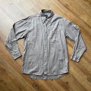 E-Luxe Shirt Mens M Brown Window Pane Button Up Long Sleeve Casual